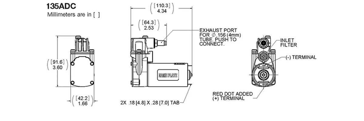 PUMP Air Compressor Dimensional Drawing